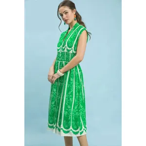 Umgee Sleeveless Smocked Midi Dress - Island Green - Medium thumbnail 2