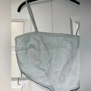 ZARA Minimalist Light Gray Cotton Crop Top Bustier Summer Tank Denim, Crop A37‎ thumbnail 9
