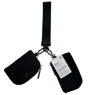 Lululemon Dual Pouch Wristlet Black Gunmetal White thumbnail 1