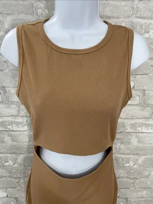 PrettyGarden Sleeveless Cutout Bodycon Dress in camel thumbnail 2