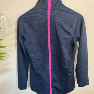 Under Armour Navy Heather Half-Zip Pullover with Pink Zip thumbnail 3