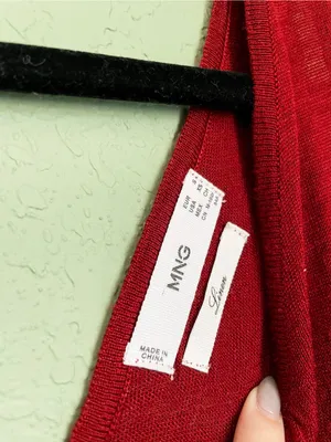Mango Linen Blend V-Neck Maxi Dress Red Tiered Ruffle Hem Elastic Waist XS Red thumbnail 6