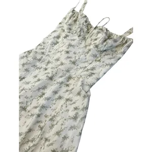 Cottagecore Whimsical Sundress Green White Lace Up Back Corset A-Line Mini Small thumbnail 3