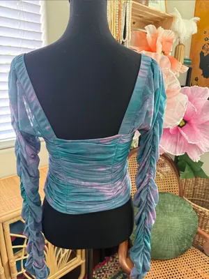 Free People Ocean Combo All Night Tie Dye Ruched Fairycore Grunge Bustier Top thumbnail 2