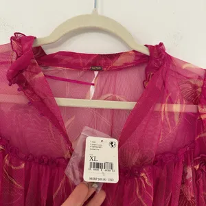 Free People Time For Shine Smocked Mesh Top In Purple Combo thumbnail 8