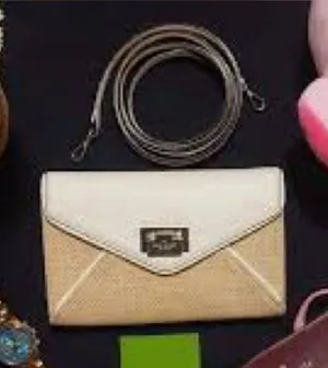 Kate Spade Wesley place‎ woven & leather envelope clutch thumbnail 1