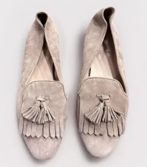 (RC) J. Crew Darby Suede Tassel Loafers Beige Tan 10 M Italy Leather Flats EUC thumbnail 1