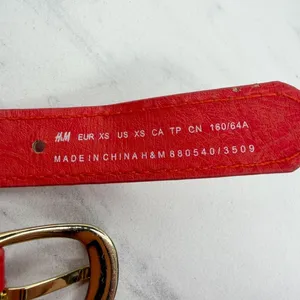 H&M Womens Red Braided Faux Leather Belt Extra Small (XS) ✨ thumbnail 2