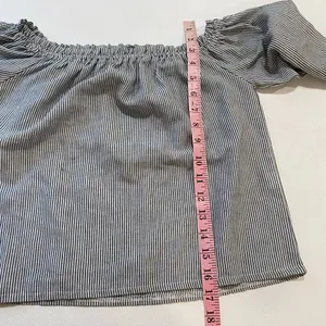 Brandy Melville Pinstripe Off Shoulder Top Black White Long Sleeve thumbnail 6