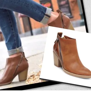 DV by Dolce Vita NEW Jameson Cognac Brown Double Zip Chunky Heel Ankle Booties 7 thumbnail 1