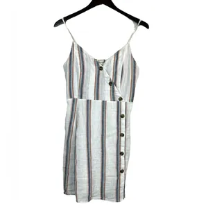 American Eagle AEO Linen Blend Striped Button Front Mini Dress Size Medium thumbnail 9