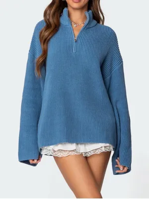 Amour High Neck Oversized Zip Sweater in size Medium thumbnail 1