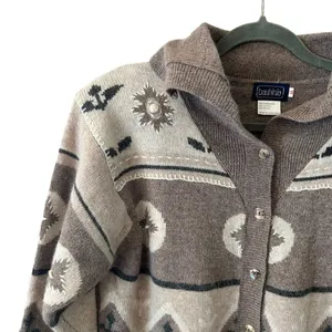 Vintage Bauhinia Lambswool Angora Southwestern Cardigan Sweater M thumbnail 3