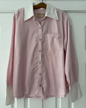 Free People We The Free Prairie Mauve Pink Cotton Button Down Shirt OB2094218 M thumbnail 1
