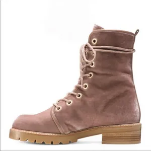 Stuart Weitzman Metermaid‎ Velvet Combat Boots in Candy Pink Size 7.5 thumbnail 16