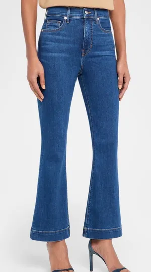 Veronica beard Carson ankle flare high rise jeans in washed oxford blue denim 30 thumbnail 1
