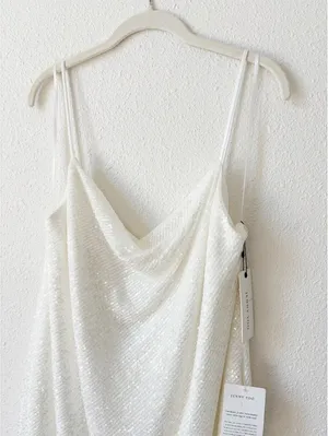 Jenny Yoo Poppy Dress White Striped Sequin Size 19 / XXL Bridal Wedding thumbnail 3