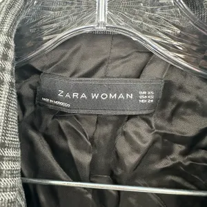 Zara Woman NWT Double Breasted Gray Checkered‎ Blazer Jacket Size XS thumbnail 3