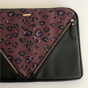 Cotton On leopard print laptop bag purple 15 inch thumbnail 2