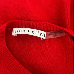 Alice + Olivia Ciara Bright Red‎ Ribbed Cropped Pullover Sweater XS thumbnail 9