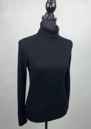 Turtleneck Sweater Black Ambiance Apparel Large Stretch thumbnail 3