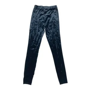 Kendall‎ & Kylie Black Crushed Velvet Ankle Leggings Pants Elastic Waist Size XS thumbnail 2