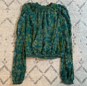 Free People Clarissa Printed Top in Sea Combo Sz L thumbnail 4