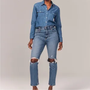 Abercrombie & Fitch The Ankle Straight Ultra High Rise Curve Love Size 26 / 2 thumbnail 2