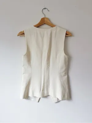 Nordstrom Women’s Cutaway Linen Vest Ivory Tofu thumbnail 7