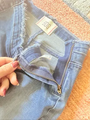 BDG Ruched Dipped Flare Jeans 24 Blue High Rise Stretch Raw Waist thumbnail 7