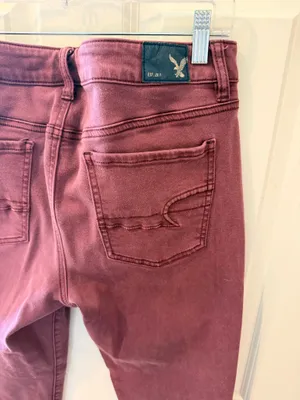 American Eagle Maroon Hi-Rise Jegging Size 12 thumbnail 5