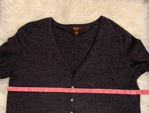 wool button front sweater charcoal gray L thumbnail 5