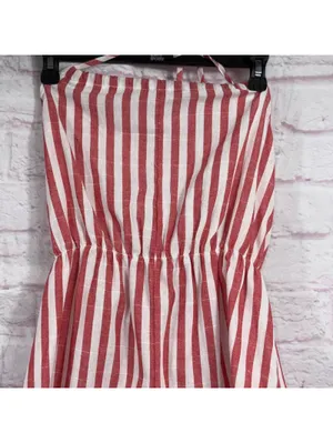 Zaful Large Red and White Striped Halter Romper thumbnail 2