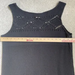 J. Valdi Vintage Boho Crochet Knit Maxi Dress Black Made in USA Size Large thumbnail 13