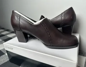 New Liz Baker Shoes Womens 8 M Slip On Pumps‎ Brown Heels Rounded Square Toe thumbnail 1