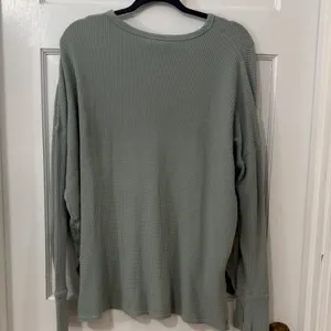 OFFLINE by Aerie Waffle Henley Top Large Sage‎ Green Cotton Thumbholes Oversized thumbnail 6