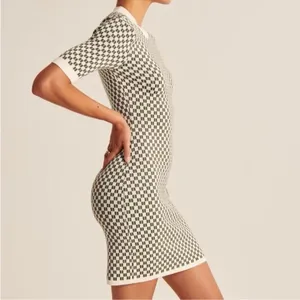 Abercrombie & Fitch Checkered Mock Neck Mini Sweater Dress‎ Short Sleeve Size S thumbnail 2