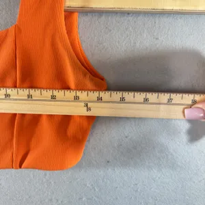 627 |‎ WILO The Label Ribbed Square Neck Athletic Crop Top Orange Womens Small thumbnail 4