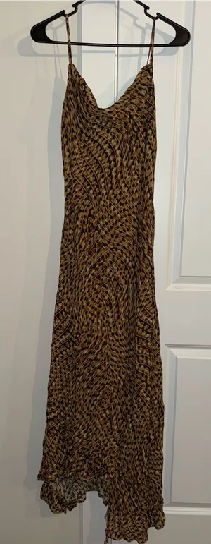 Parker Brown Printed Slip Maxi Dress with Spaghetti Straps thumbnail 1