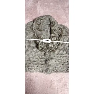 ROZ‎ & ALI Faux Fur Trimmed Cardigan Sweater Jacket Sz L Large I0216 thumbnail 6