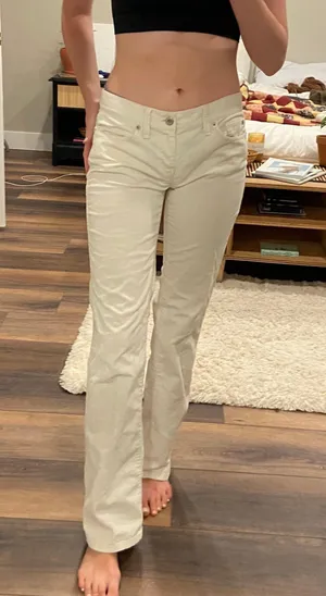 Vintage Y2K Low Rise White Corduroy Bootcut Jeans thumbnail 1
