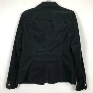 Jones New York Corduroy Black Military Button Front Jacket Womens Small Cotton thumbnail 3