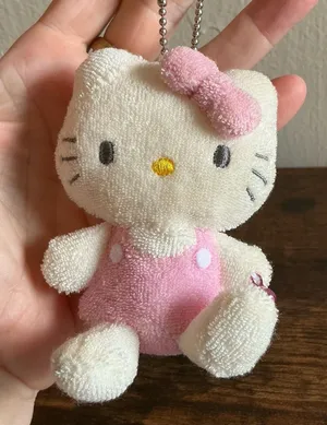 Rare Vintage Y2K Sanrio 2005 Hello Kitty Pink Towel Material Plush Bag Charm thumbnail 1