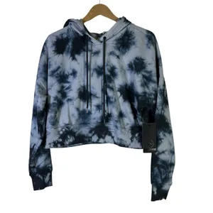 NWT 90 Degree By Reflex Hoodie Womens M Blue Tie Dye Crop Fleece Cool Girl Urban thumbnail 2