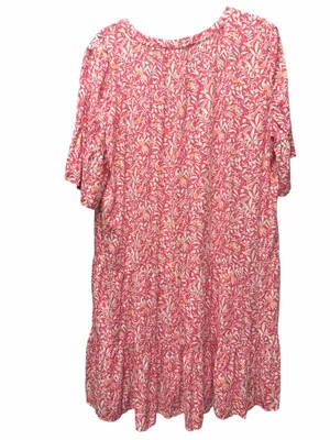 LOFT Pink Floral V-Neck Tiered Mini Dress thumbnail 2