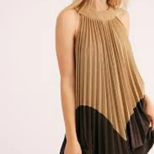 NWT Free People Pleated Love Metallic Mini Dress Color block Medium thumbnail 4