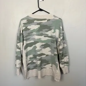 Aerie Camo Crewneck Sweatshirt Drop Shoulder Side‎ Slit Casual Size Small thumbnail 6