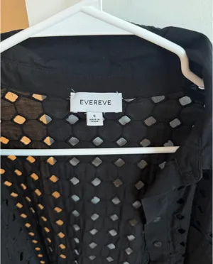 Evereve Black Geometric Eyelet Lace Button Down thumbnail 3