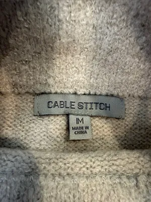 Cable Stitch Women's Cream Mock Neck Sweater Size Medium - C1-346 thumbnail 4