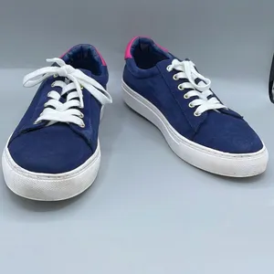 1901 Women’s size 9 dark blue suede shoes with pink trim. thumbnail 2